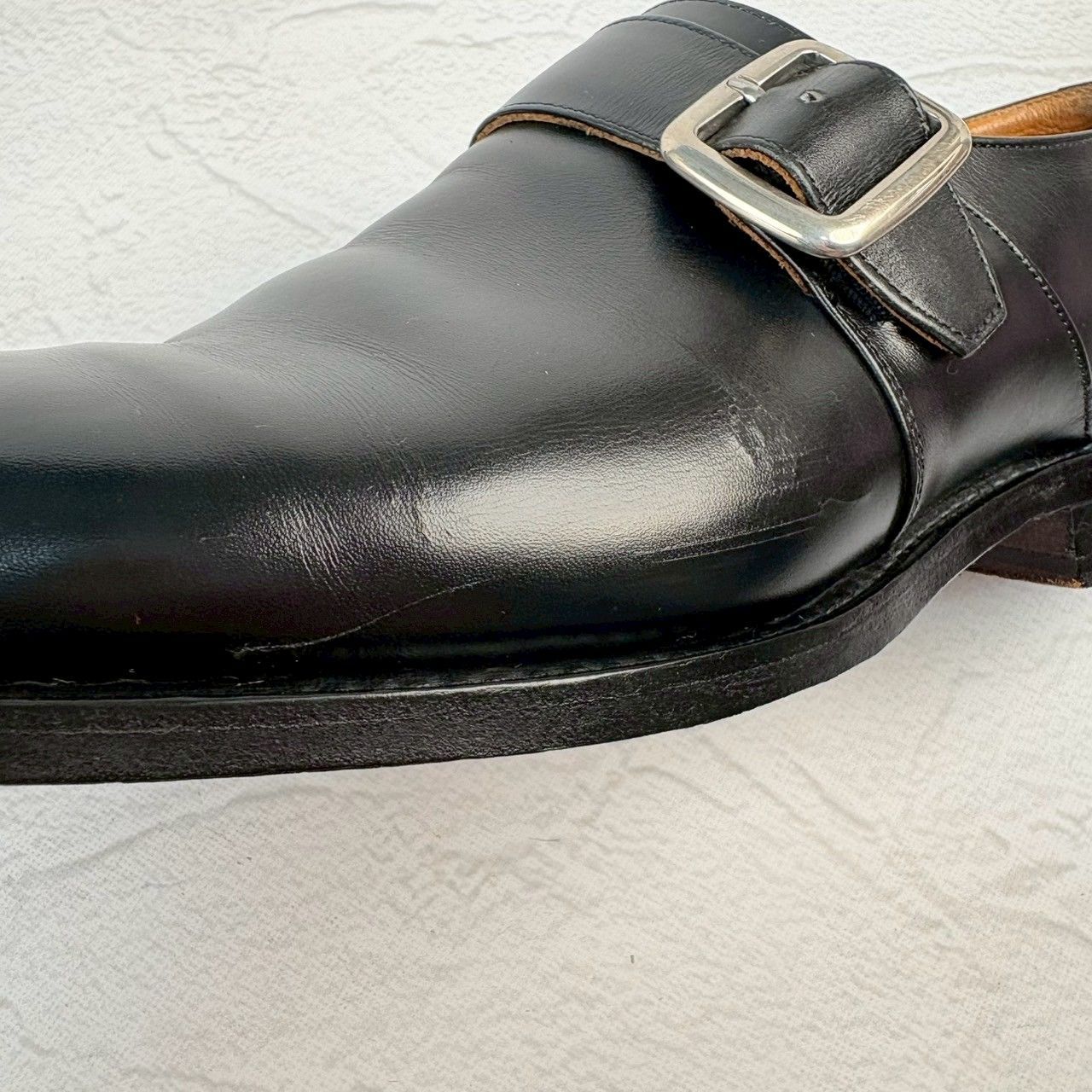 【良品】Church’s チャーチ WESTBURY ウエストバリー シングルモンク プレーン ストラップ シルバー金具 黒 ブラック UK6.5 / 25.0cm【W3343】