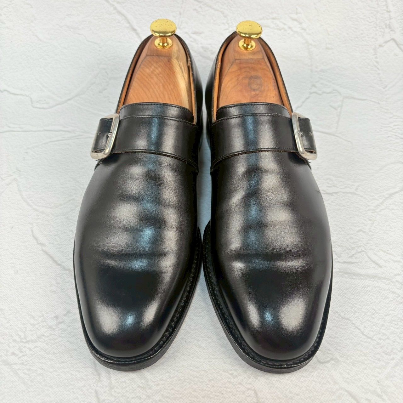 【良品】Church’s チャーチ WESTBURY ウエストバリー シングルモンク プレーン ストラップ シルバー金具 黒 ブラック UK6.5 / 25.0cm【W3343】