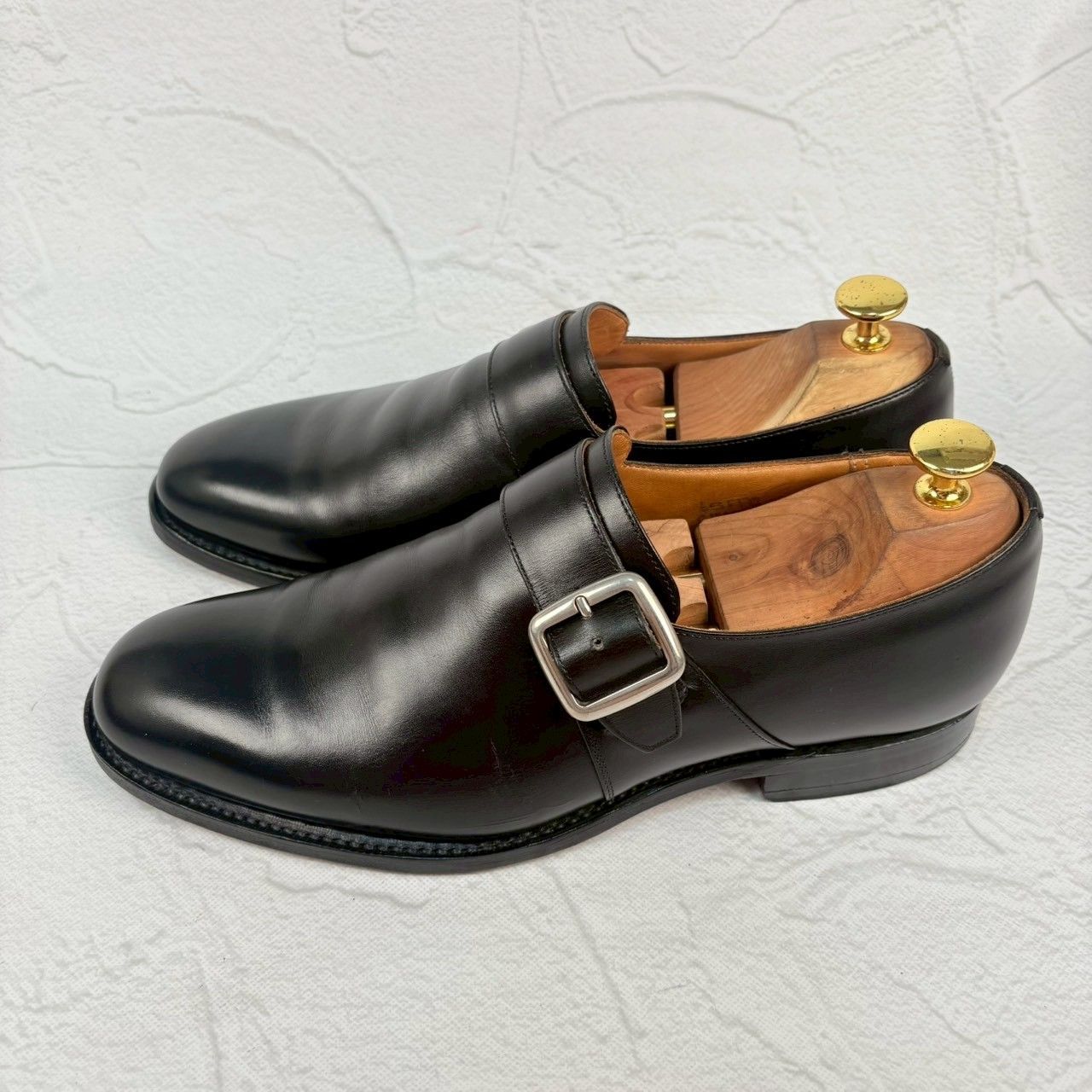 【良品】Church’s チャーチ WESTBURY ウエストバリー シングルモンク プレーン ストラップ シルバー金具 黒 ブラック UK6.5 / 25.0cm【W3343】