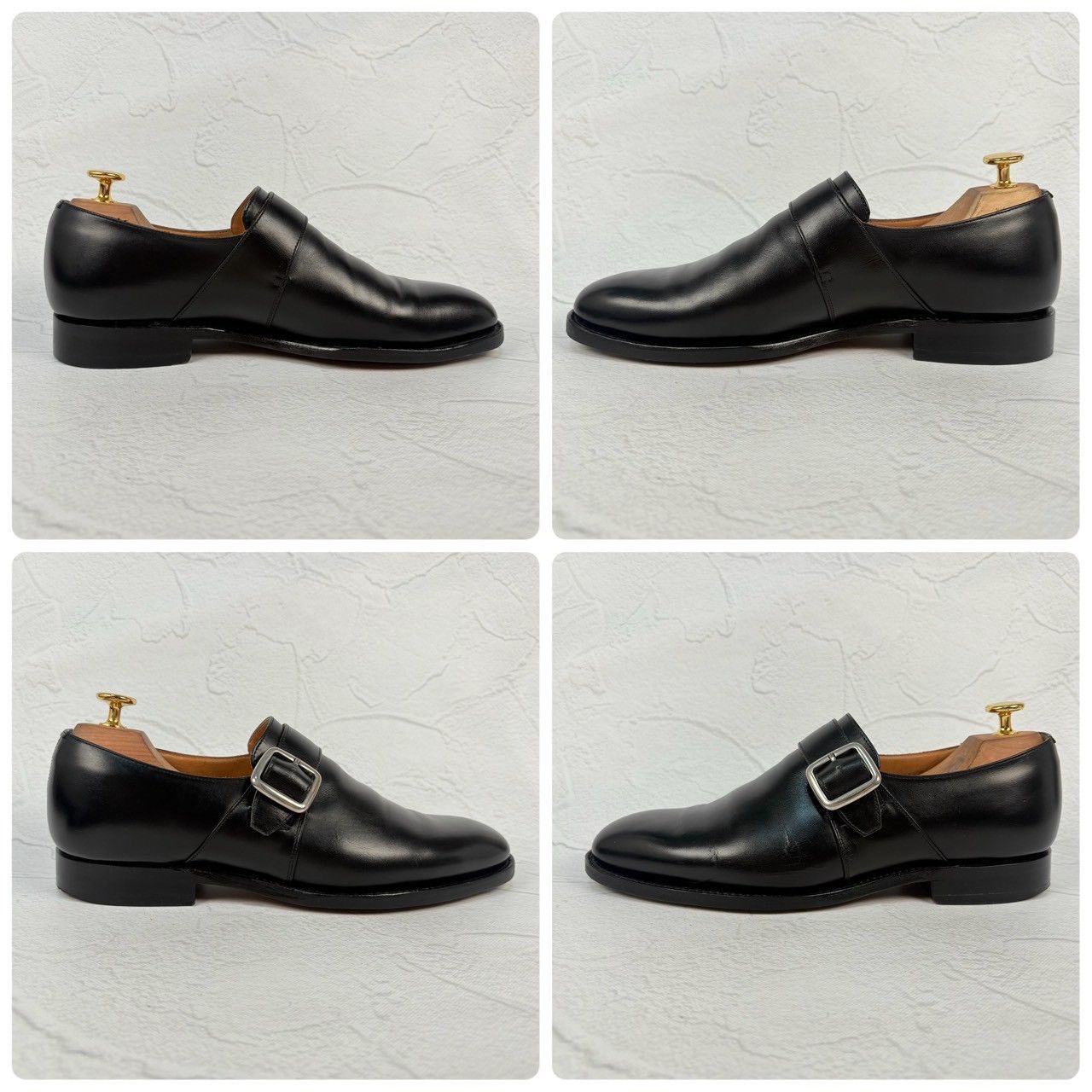 【良品】Church’s チャーチ WESTBURY ウエストバリー シングルモンク プレーン ストラップ シルバー金具 黒 ブラック UK6.5 / 25.0cm【W3343】