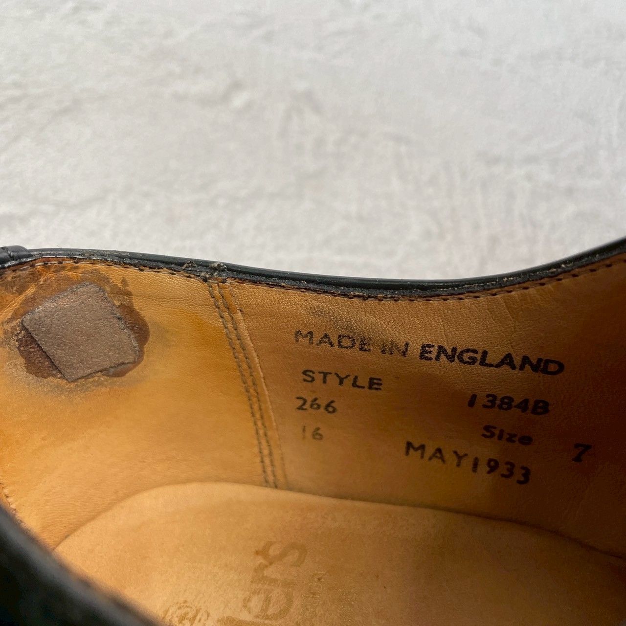 【良品】SANDERS サンダース 1384 OFFICER SERVICE SHOES ミリタリー サービスシューズ オフィサーシューズ 黒 ブラック UK7 / 26~26.5cm【W3359】