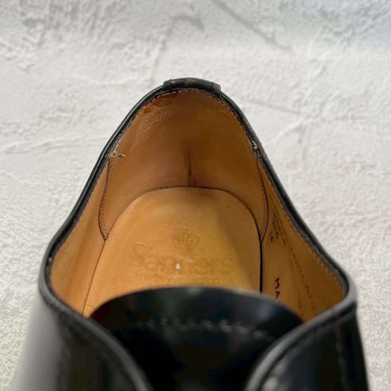 【良品】SANDERS サンダース 1384 OFFICER SERVICE SHOES ミリタリー サービスシューズ オフィサーシューズ 黒 ブラック UK7 / 26~26.5cm【W3359】