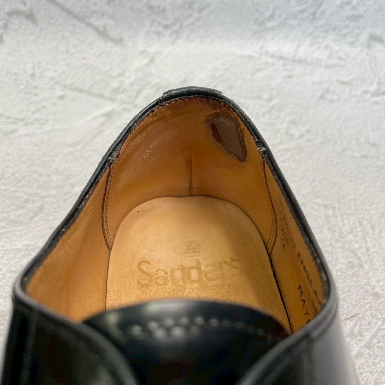 【良品】SANDERS サンダース 1384 OFFICER SERVICE SHOES ミリタリー サービスシューズ オフィサーシューズ 黒 ブラック UK7 / 26~26.5cm【W3359】