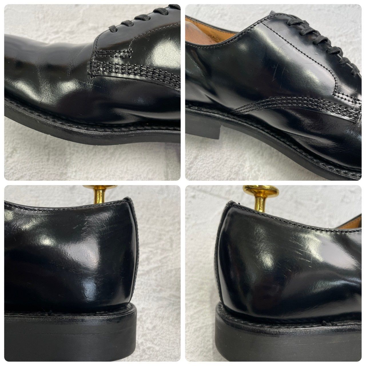 【良品】SANDERS サンダース 1384 OFFICER SERVICE SHOES ミリタリー サービスシューズ オフィサーシューズ 黒 ブラック UK7 / 26~26.5cm【W3359】