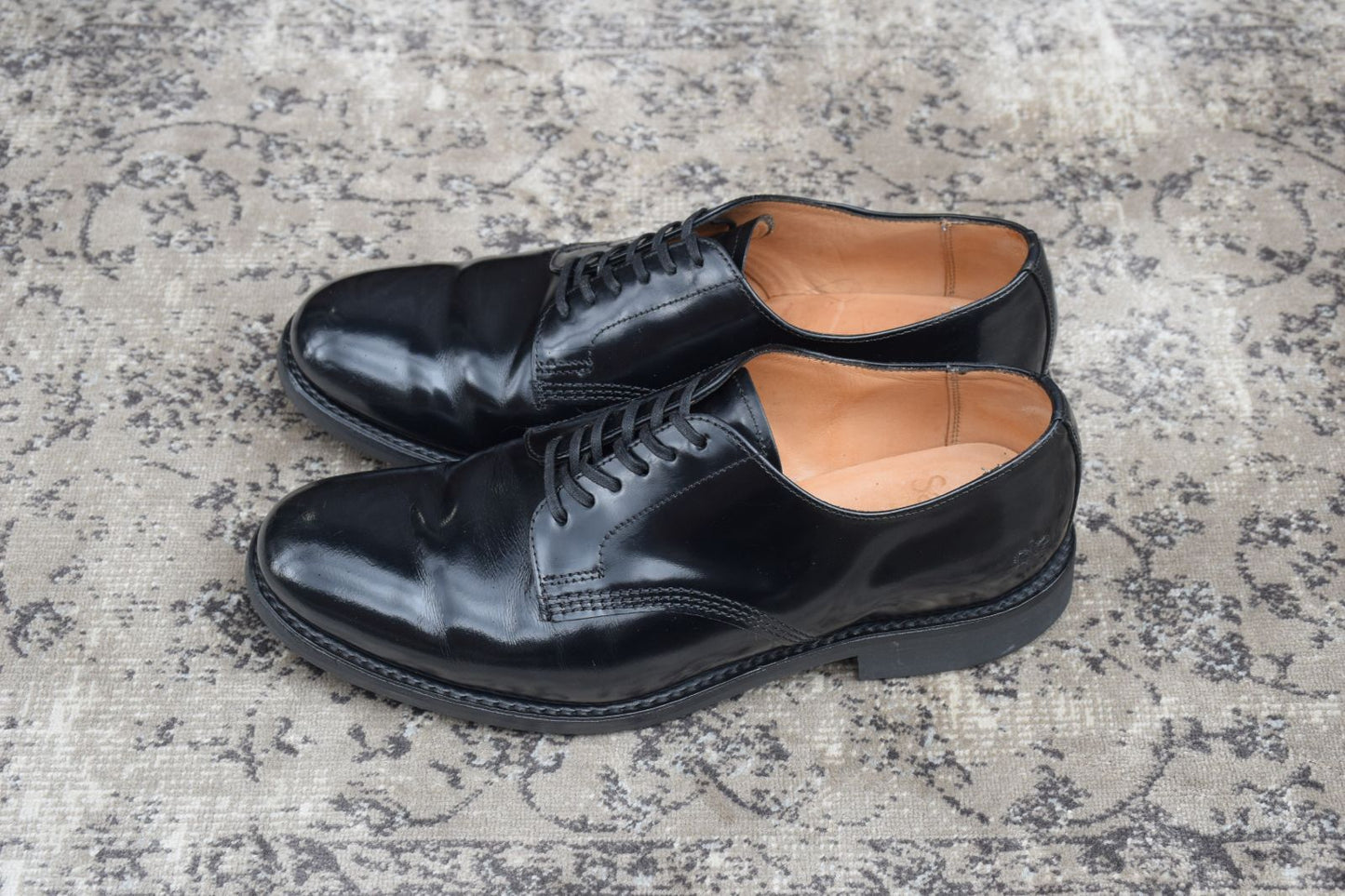 【良品】SANDERS サンダース 1384 OFFICER SERVICE SHOES ミリタリー サービスシューズ オフィサーシューズ 黒 ブラック UK7 / 26~26.5cm【W3359】