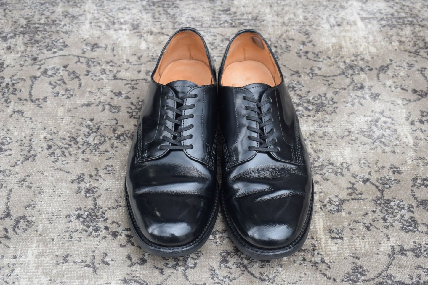 【良品】SANDERS サンダース 1384 OFFICER SERVICE SHOES ミリタリー サービスシューズ オフィサーシューズ 黒 ブラック UK7 / 26~26.5cm【W3359】