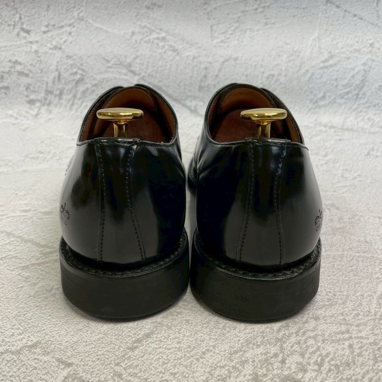 【良品】SANDERS サンダース 1384 OFFICER SERVICE SHOES ミリタリー サービスシューズ オフィサーシューズ 黒 ブラック UK7 / 26~26.5cm【W3359】