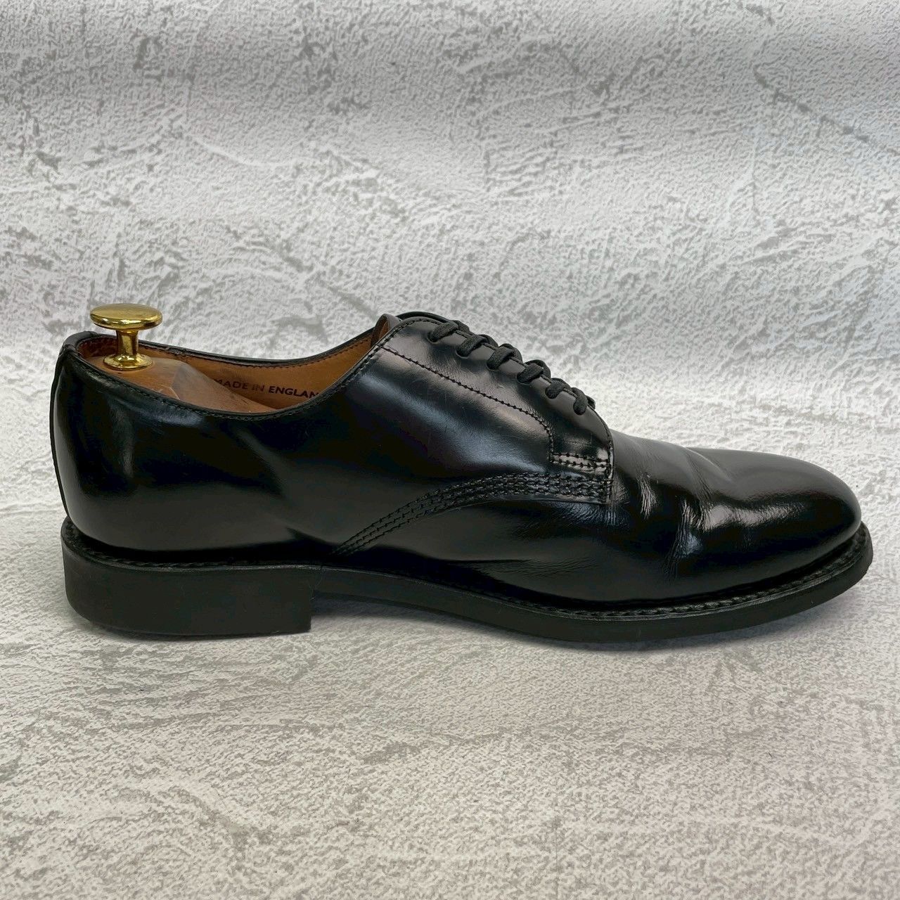 【良品】SANDERS サンダース 1384 OFFICER SERVICE SHOES ミリタリー サービスシューズ オフィサーシューズ 黒 ブラック UK7 / 26~26.5cm【W3359】