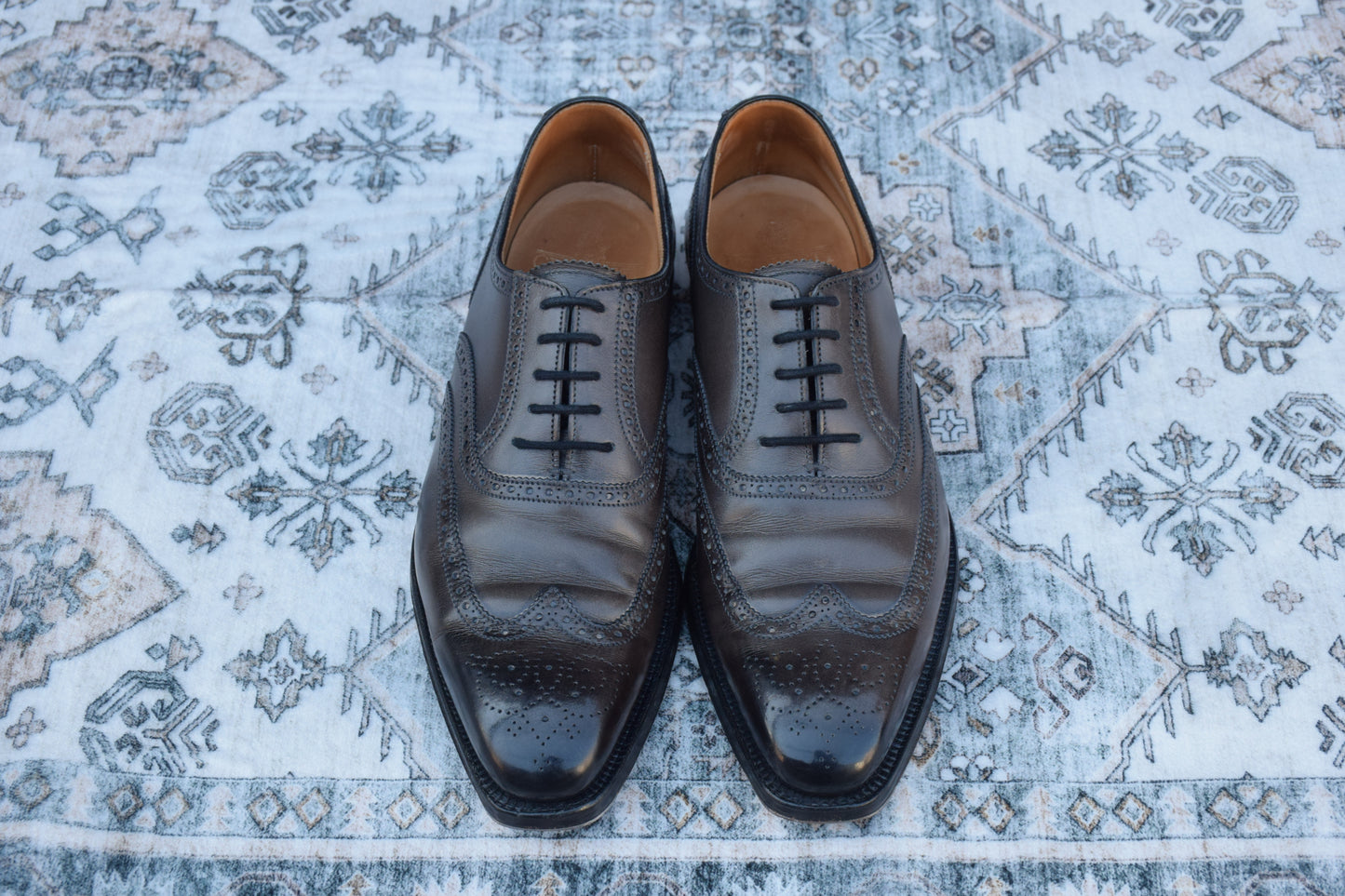 【良品】Crockett&Jones クロケットアンドジョーンズ GUILDFORD ギルフォード ウイング 内羽根 ブローグ グレー GRAY UK6E / 24.5cm【W2974】