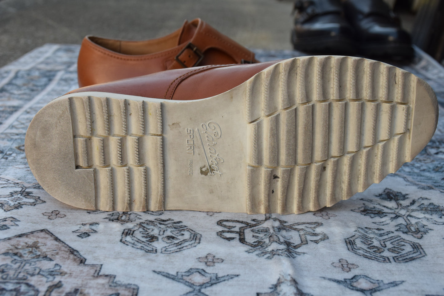 PARABOOT パラブーツ WILLIAM ウィリアム ダブルモンク ストラップ ストレート 茶 ライトブラウン UK8 / 26.5cm【W2906】