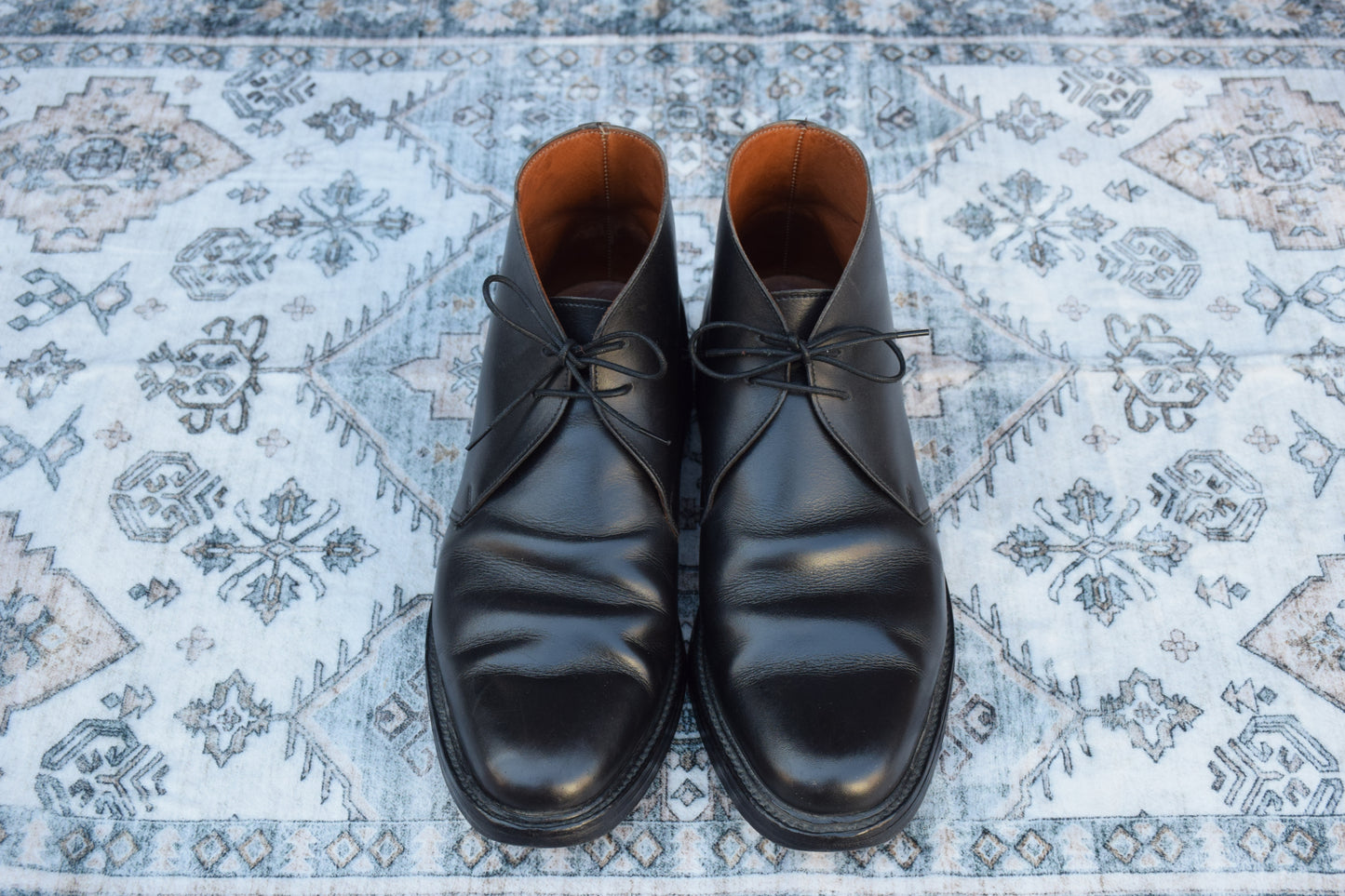 【良品】Crockett&Jones クロケットアンドジョーンズ CHUKKA チャッカブーツ レザーソール 黒 ブラック BLACK UK6 / 24.5cm【W2890】