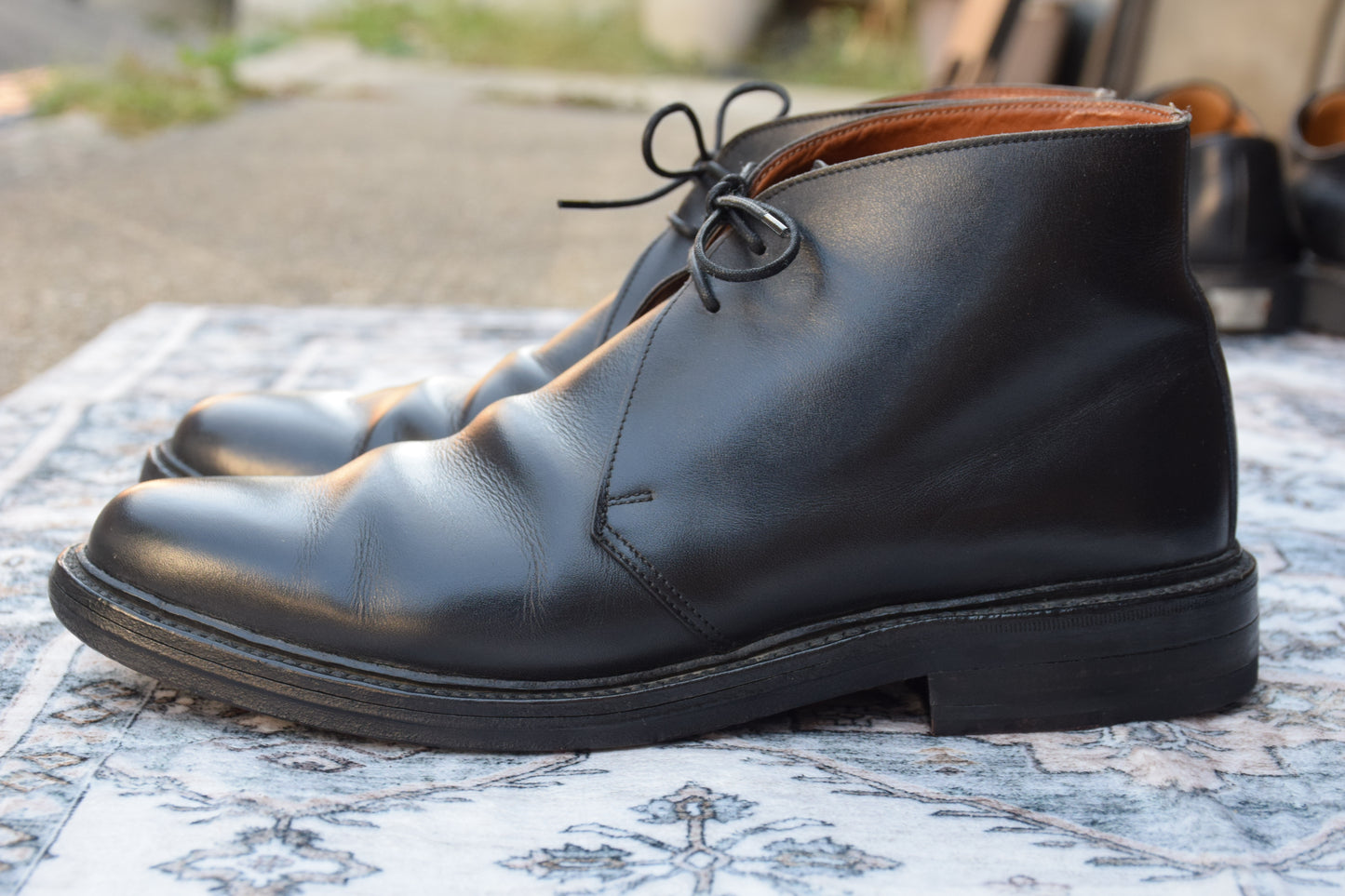 【良品】Crockett&Jones クロケットアンドジョーンズ CHUKKA チャッカブーツ レザーソール 黒 ブラック BLACK UK6 / 24.5cm【W2890】