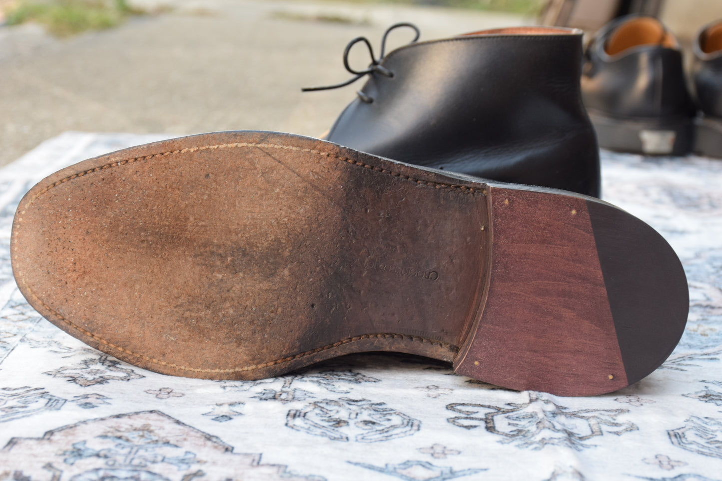 【良品】Crockett&Jones クロケットアンドジョーンズ CHUKKA チャッカブーツ レザーソール 黒 ブラック BLACK UK6 / 24.5cm【W2890】