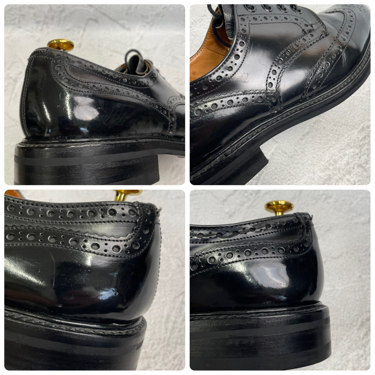 【良品】Tricker’s トリッカーズ Burton バートン ウイング 外羽根 パテントレザー 黒 BLACK ブラック UK9.5 / 28cm【W3360】WINGTIP