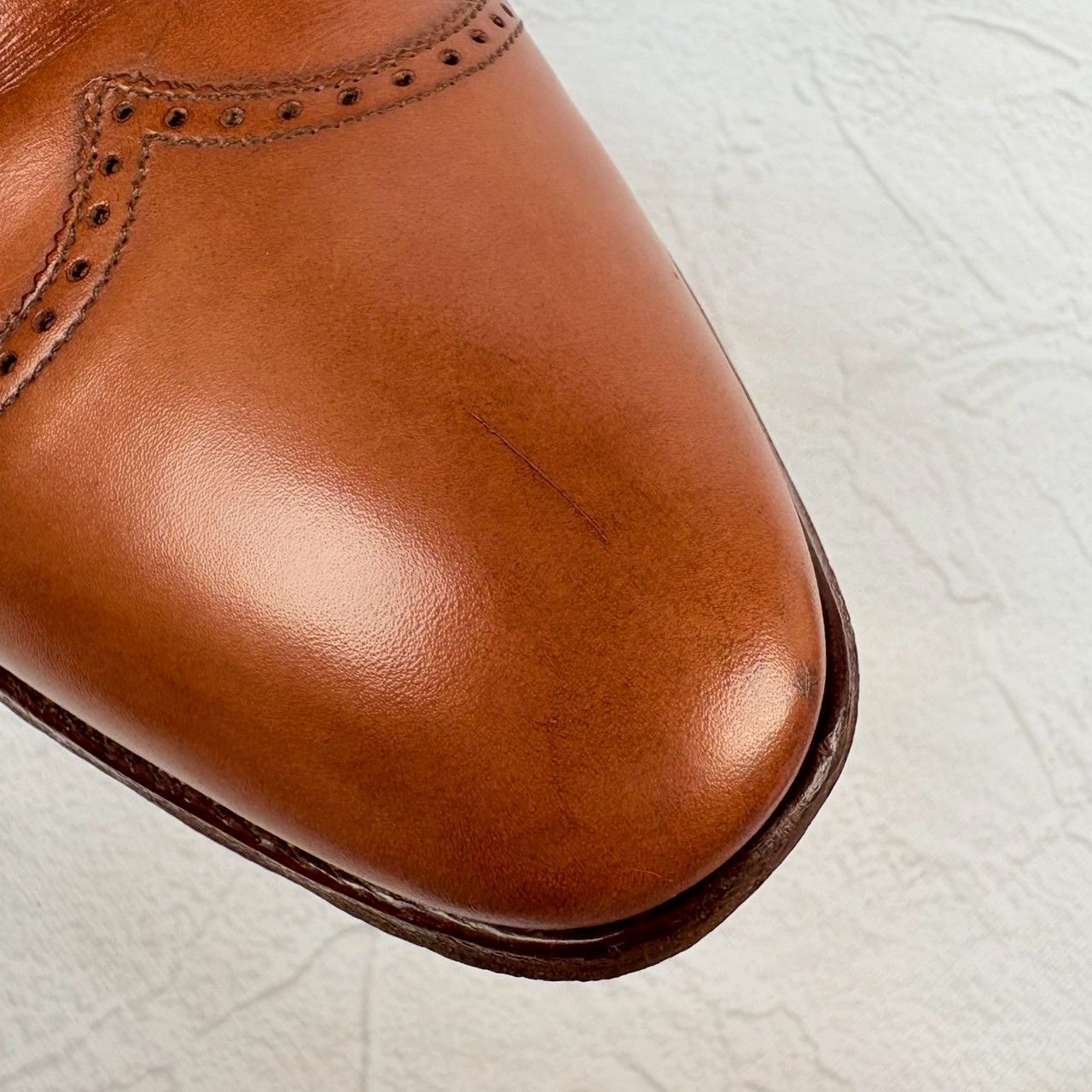 【良品】Crockett&Jones クロケットアンドジョーンズ ウイングチップ クォーターブローグ 内羽根 茶 ブラウン UK7.5 / 26.0cm【W3352】