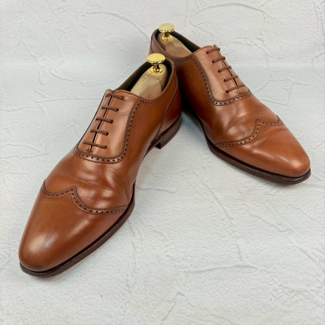 【良品】Crockett&Jones クロケットアンドジョーンズ ウイングチップ クォーターブローグ 内羽根 茶 ブラウン UK7.5 / 26.0cm【W3352】