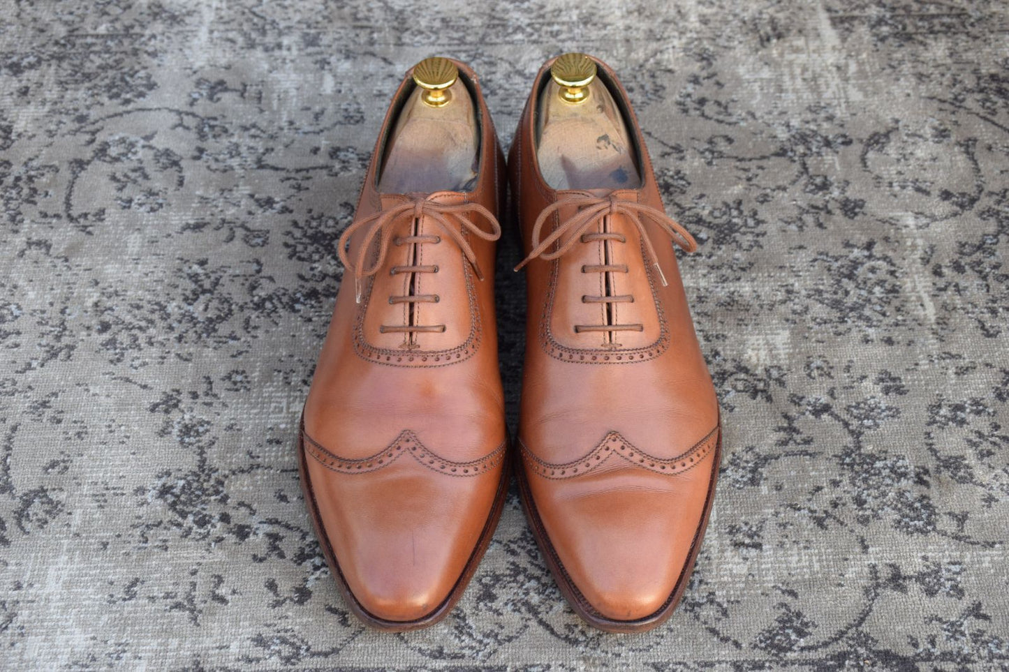 【良品】Crockett&Jones クロケットアンドジョーンズ ウイングチップ クォーターブローグ 内羽根 茶 ブラウン UK7.5 / 26.0cm【W3352】