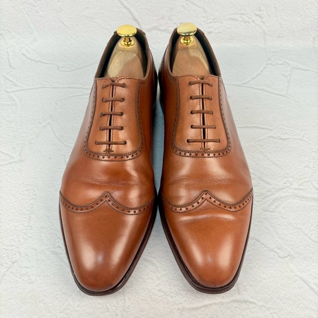 【良品】Crockett&Jones クロケットアンドジョーンズ ウイングチップ クォーターブローグ 内羽根 茶 ブラウン UK7.5 / 26.0cm【W3352】
