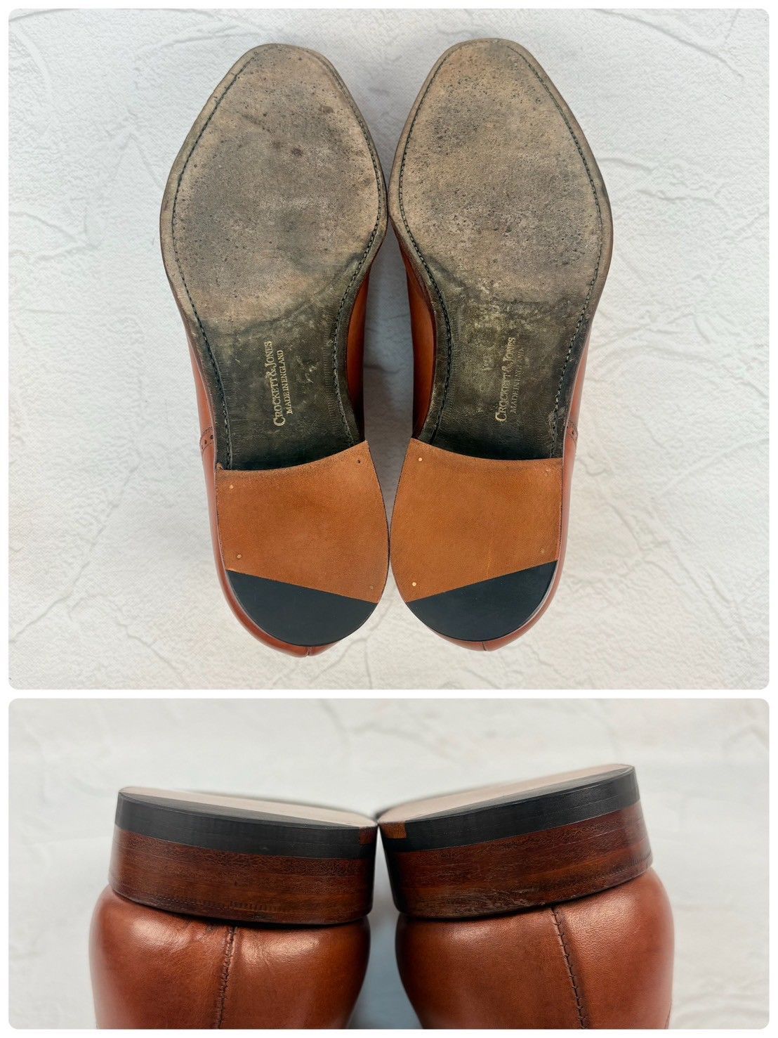 【良品】Crockett&Jones クロケットアンドジョーンズ ウイングチップ クォーターブローグ 内羽根 茶 ブラウン UK7.5 / 26.0cm【W3352】