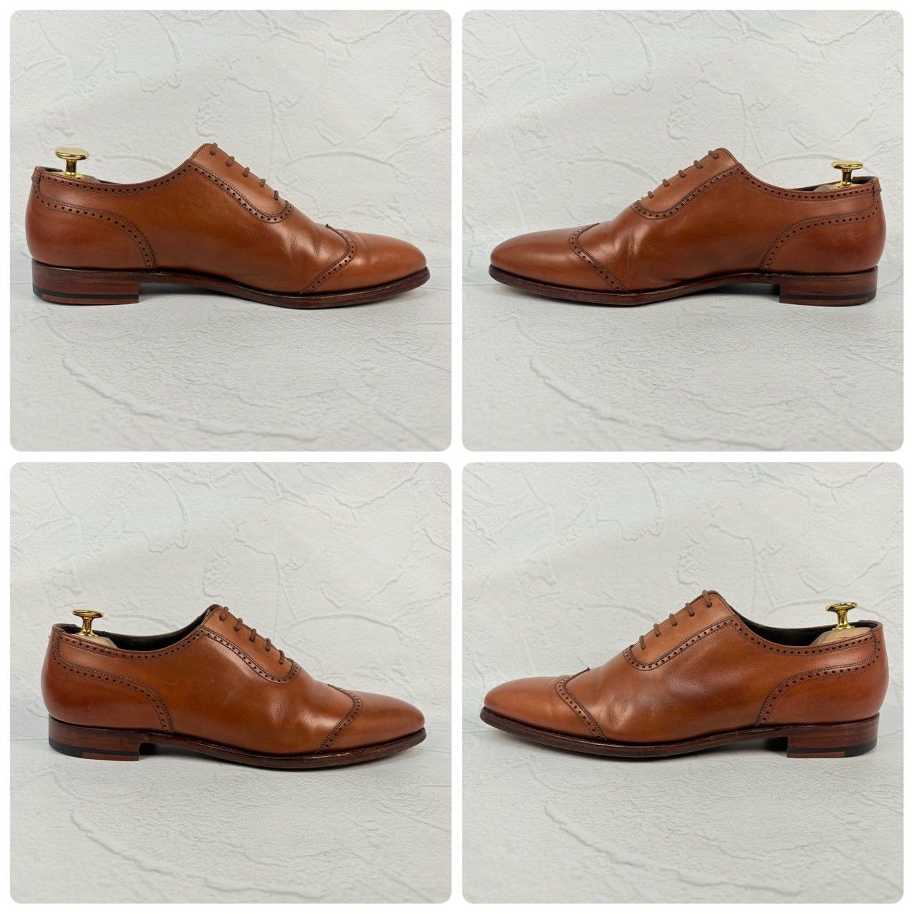 【良品】Crockett&Jones クロケットアンドジョーンズ ウイングチップ クォーターブローグ 内羽根 茶 ブラウン UK7.5 / 26.0cm【W3352】