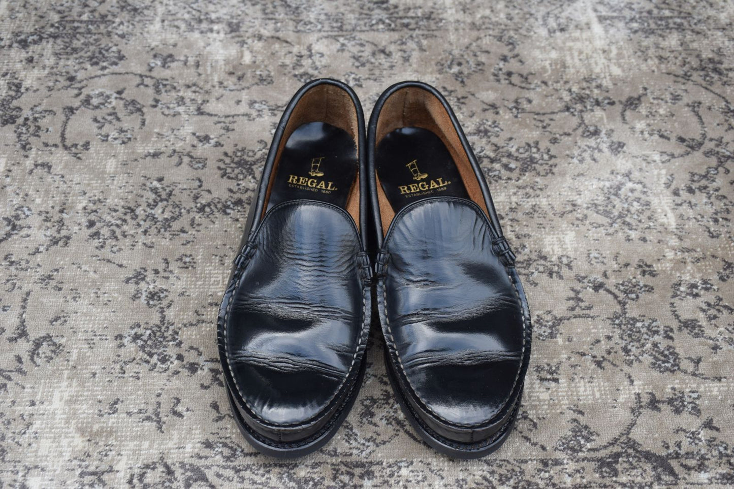 【オールソール済み】REGAL リーガル コブラヴァンプ ローファー 黒 ブラック 24.5cm【W3367】