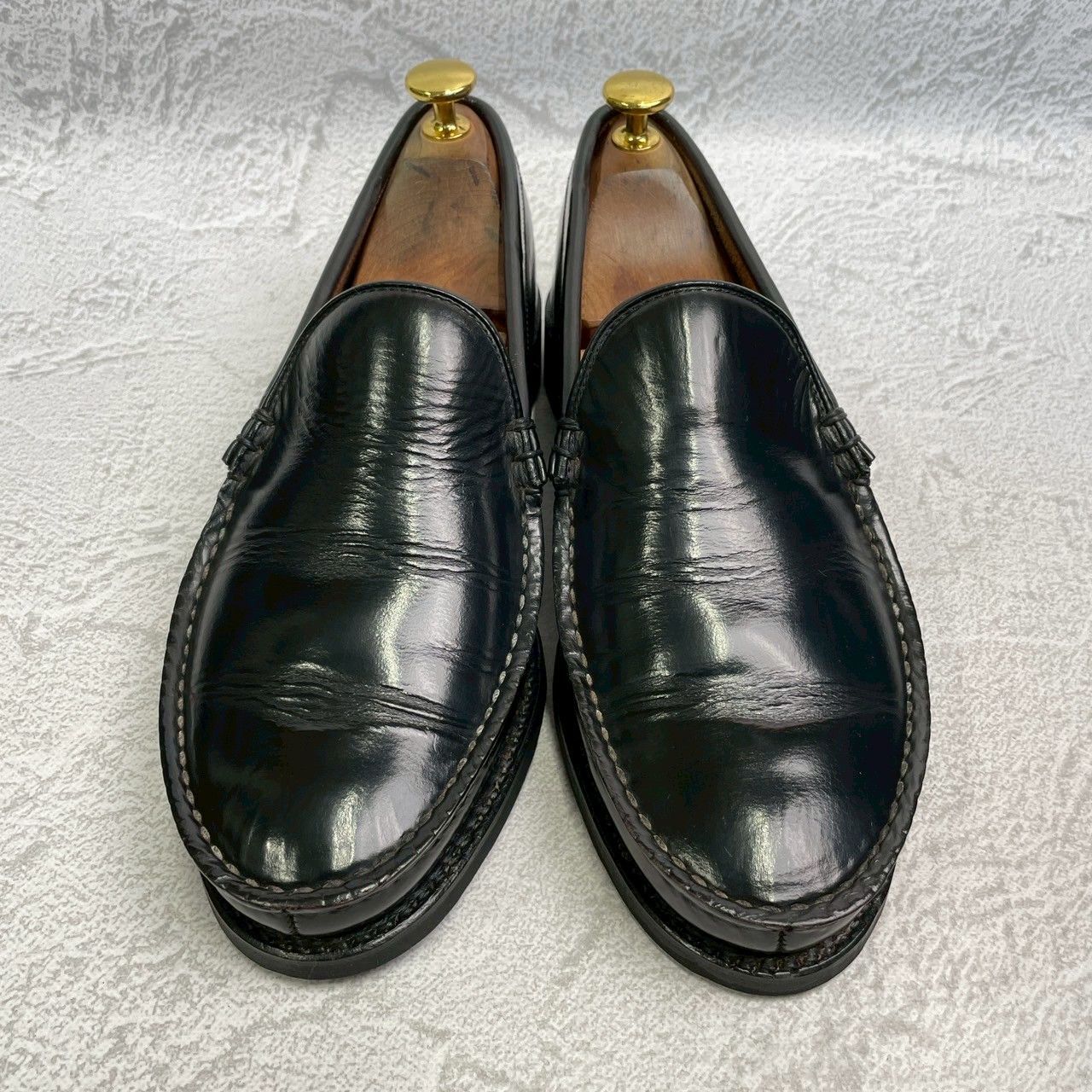 【オールソール済み】REGAL リーガル コブラヴァンプ ローファー 黒 ブラック 24.5cm【W3367】