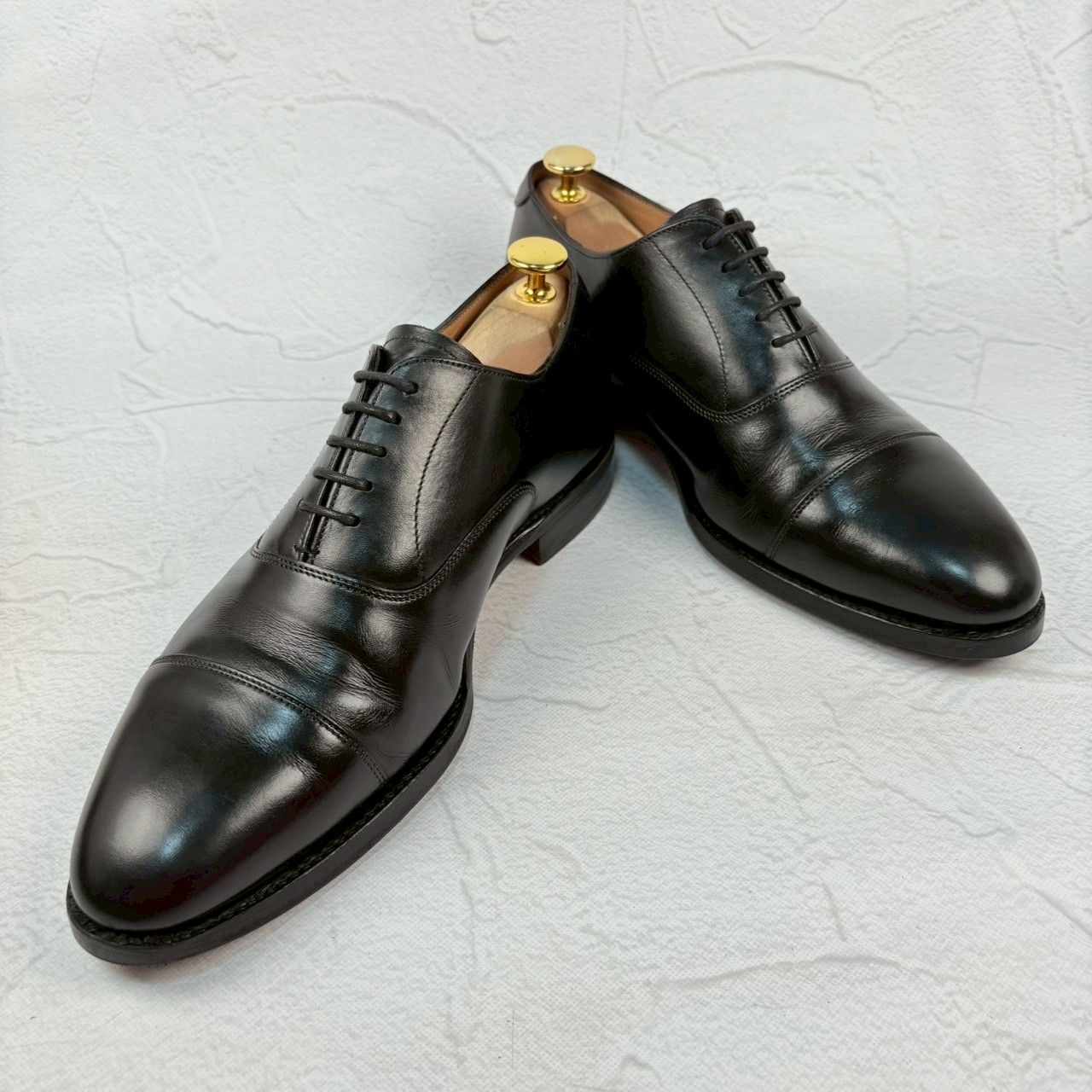 【美品 ソール修理済み】JOSEPH CHEANEY&SONS ジョセフチーニーアンドサンズ LIME ライム ストレート 内羽根 黒 ブラック UK6.5 / 25.5cm【W3342】