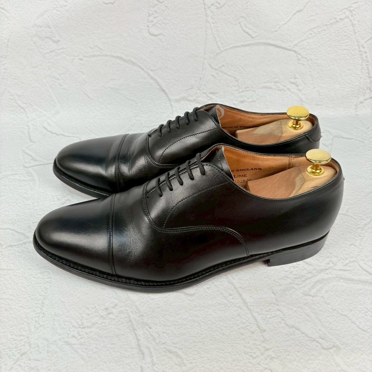 【リフト交換済み】JOSEPH CHEANEY&SONS ジョセフチーニーアンドサンズ LIME ライム ストレート 内羽根 黒 ブラック UK8 / 27.0cm【W3353】