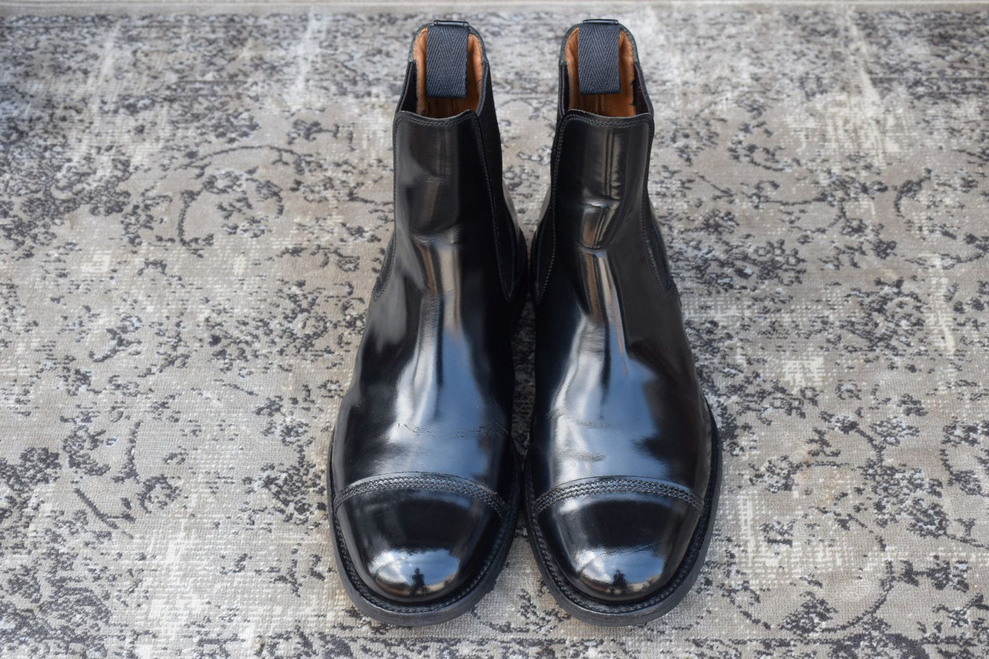 【美品】SANDERS サンダース 1140B MILITARY CAP TOE CHELSEA BOOT ミリタリー サイドゴア チェルシーブーツ 黒 ブラック UK7 / 26.0~26.5cm【W3354】