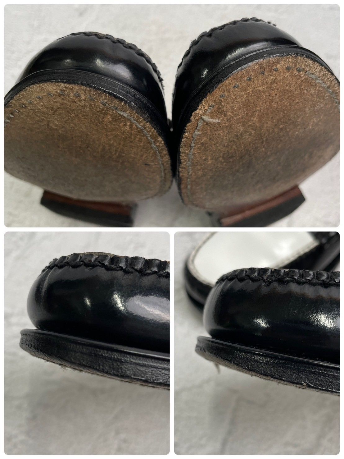 【美品】G.H.BASS ジーエイチバス BA11010H LARSON ラーソン コインローファー バイカラー 黒 ブラック 白 ホワイト UK7.5 / US8.5 / EU41.5 / 26cm【W3370】