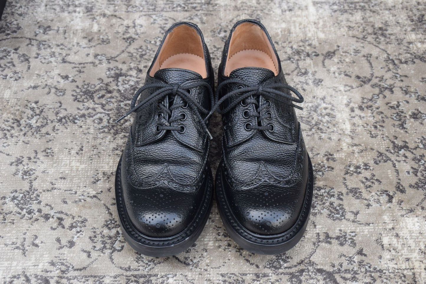 【未使用】JOSEPH CHEANEY&SONS ジョセフチーニーアンドサンズ AVON エイボンC ウィング 外羽根 フルブローグ メダリオン 黒 ブラック UK5 / 24cm【W3374】