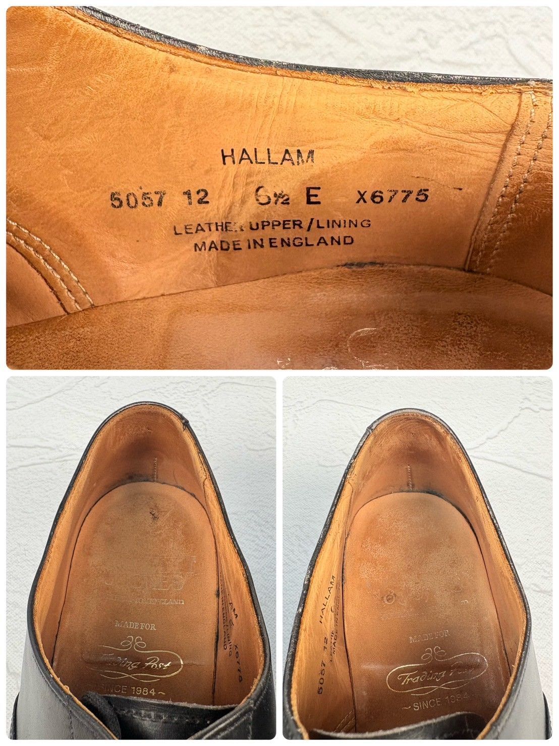 【リフト交換済み】Crockett&Jones クロケットアンドジョーンズ Hallam ハラム ストレート 内羽根 黒 ブラック UK6.5 / 25.0cm【W3350】