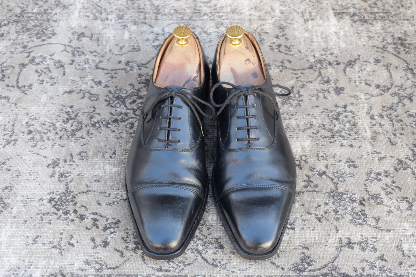 【リフト交換済み】Crockett&Jones クロケットアンドジョーンズ Hallam ハラム ストレート 内羽根 黒 ブラック UK6.5 / 25.0cm【W3350】