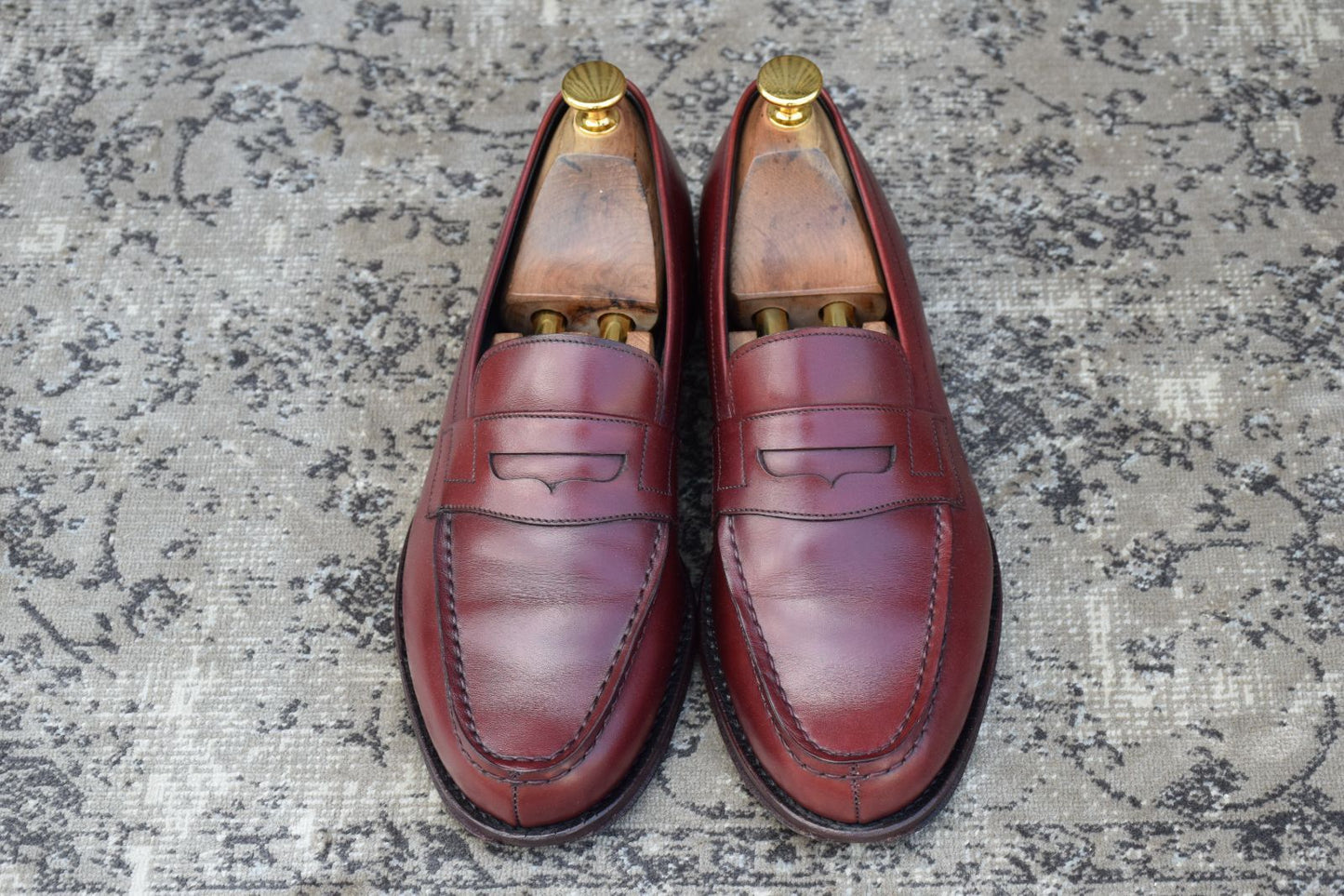 【美品】Jalan Sriwijaya ジャランスリワヤ 98589 コインローファー 赤茶 バーガンディー UK6 / 24.5cm【W3344】