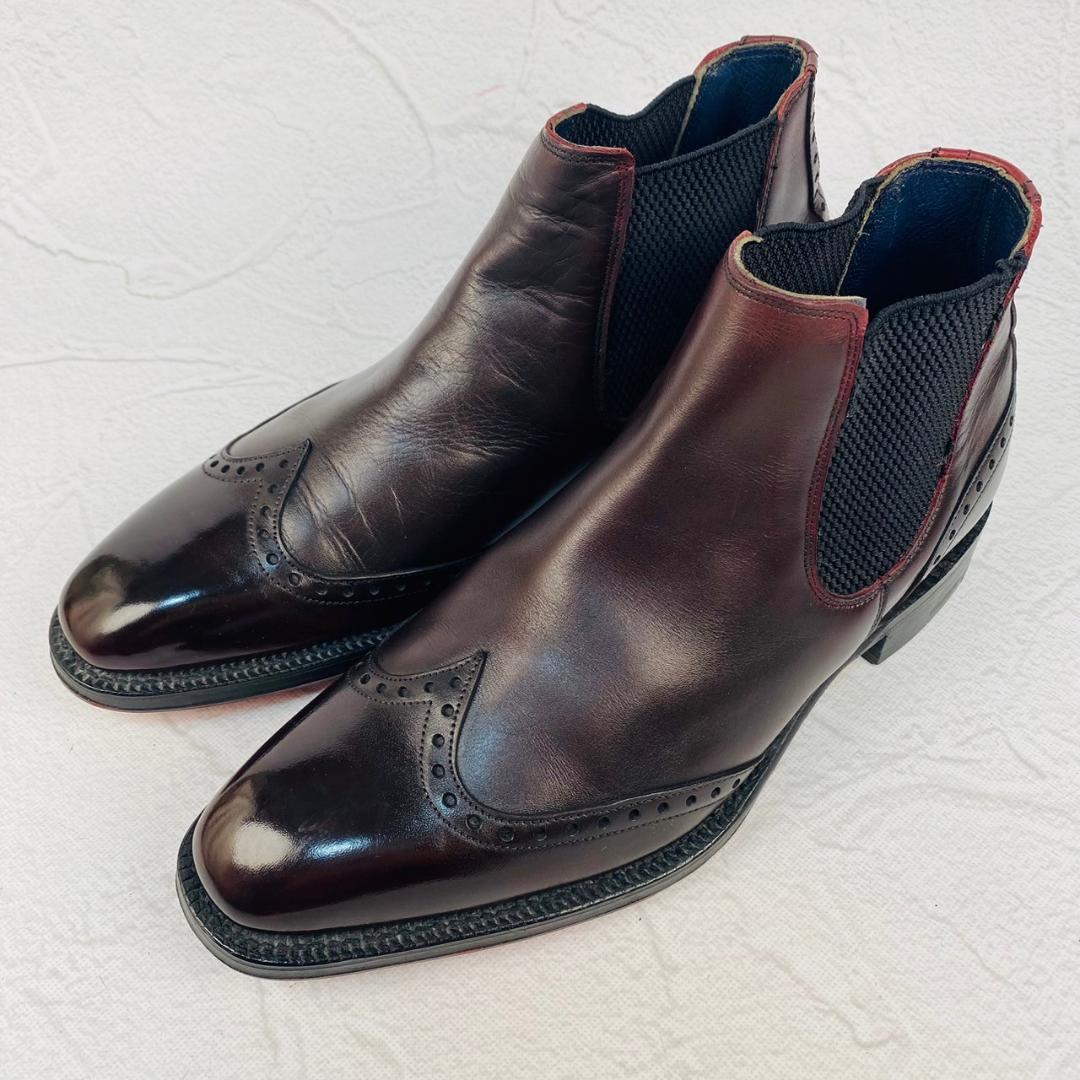 【美品】JOSEPH CHEANEY AND SONS ジョセフチーニーアンドサンズ HURRING ハーリング サイドゴア チェルシーブーツ 赤茶 バーガンディー UK6 / 25cm【W2951】