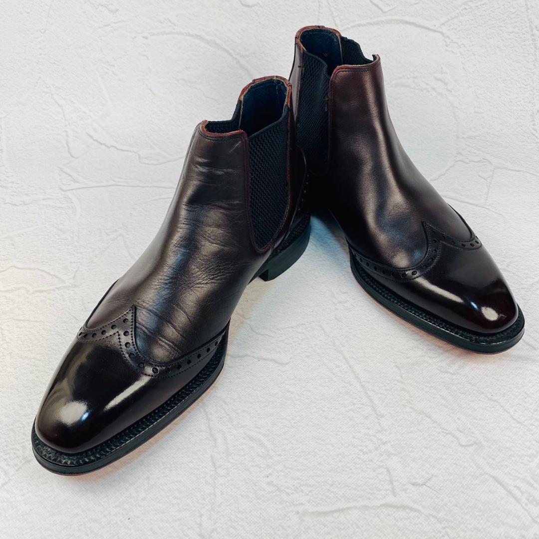 【美品】JOSEPH CHEANEY AND SONS ジョセフチーニーアンドサンズ HURRING ハーリング サイドゴア チェルシーブーツ 赤茶 バーガンディー UK6 / 25cm【W2951】