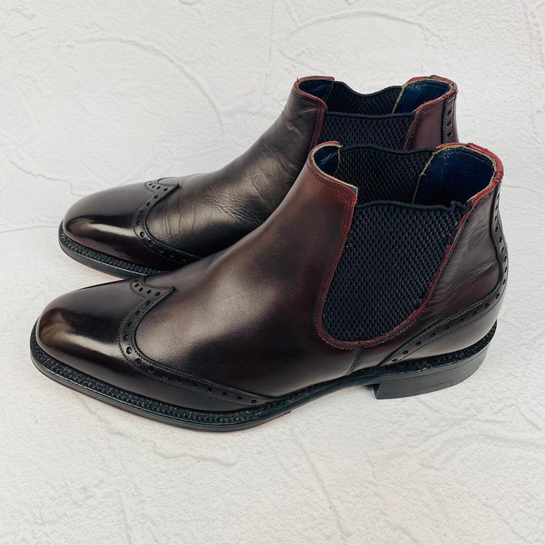 【美品】JOSEPH CHEANEY AND SONS ジョセフチーニーアンドサンズ HURRING ハーリング サイドゴア チェルシーブーツ 赤茶 バーガンディー UK6 / 25cm【W2951】