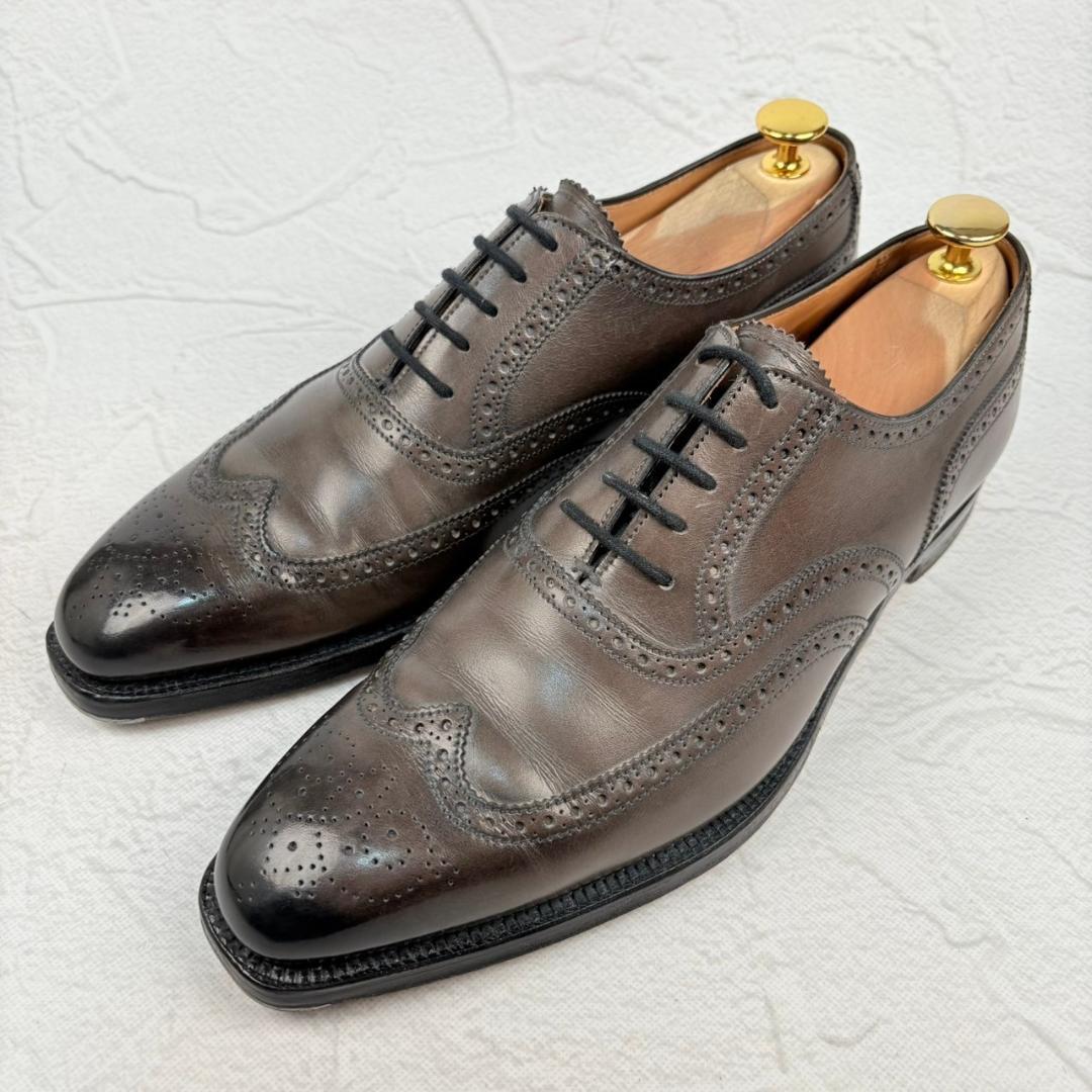【良品】Crockett&Jones クロケットアンドジョーンズ GUILDFORD ギルフォード ウイング 内羽根 ブローグ グレー GRAY UK6E / 24.5cm【W2974】