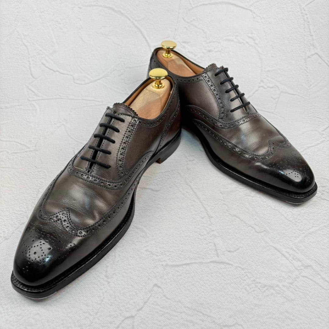 【良品】Crockett&Jones クロケットアンドジョーンズ GUILDFORD ギルフォード ウイング 内羽根 ブローグ グレー GRAY UK6E / 24.5cm【W2974】