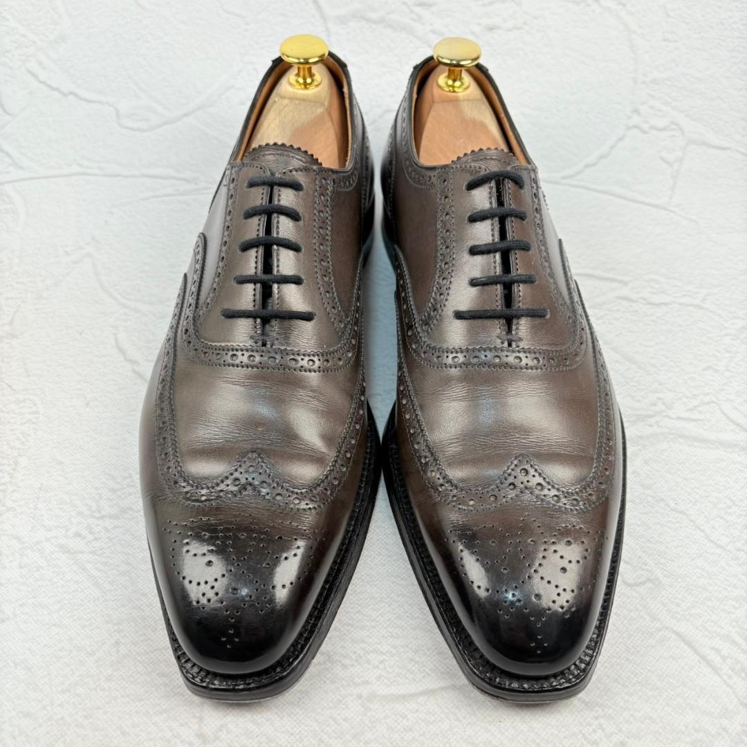 【良品】Crockett&Jones クロケットアンドジョーンズ GUILDFORD ギルフォード ウイング 内羽根 ブローグ グレー GRAY UK6E / 24.5cm【W2974】