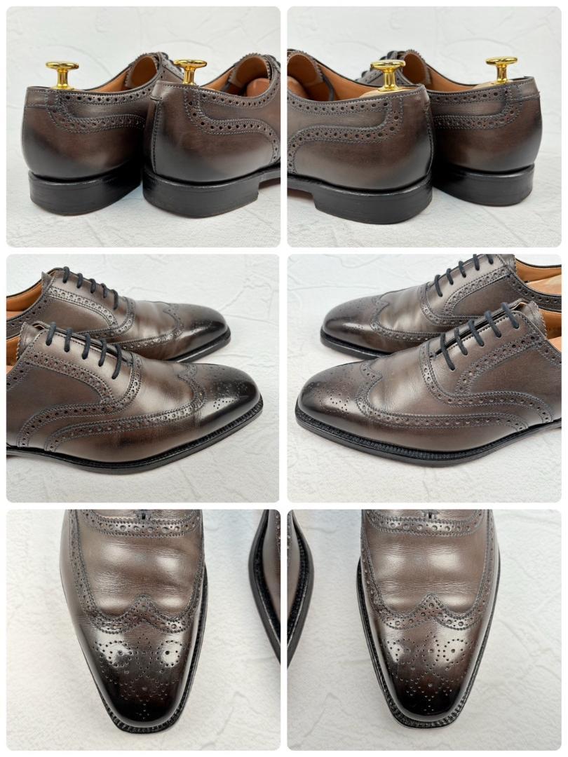 【良品】Crockett&Jones クロケットアンドジョーンズ GUILDFORD ギルフォード ウイング 内羽根 ブローグ グレー GRAY UK6E / 24.5cm【W2974】