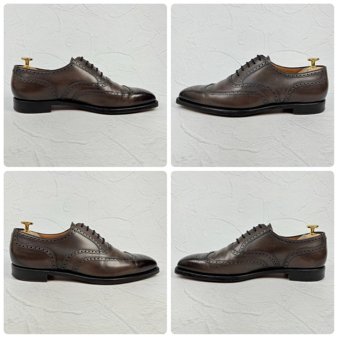 【良品】Crockett&Jones クロケットアンドジョーンズ GUILDFORD ギルフォード ウイング 内羽根 ブローグ グレー GRAY UK6E / 24.5cm【W2974】