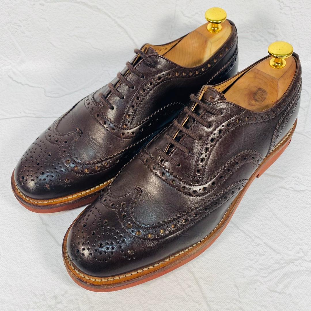 【美品】Church's チャーチ DOWNTOWN ダウンタウン ウイング 外羽根 メダリオンフルブローグ 茶 ブラウン UK7.5 / 26.0cm【W2460】