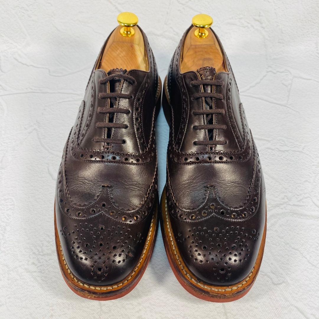 【美品】Church's チャーチ DOWNTOWN ダウンタウン ウイング 外羽根 メダリオンフルブローグ 茶 ブラウン UK7.5 / 26.0cm【W2460】