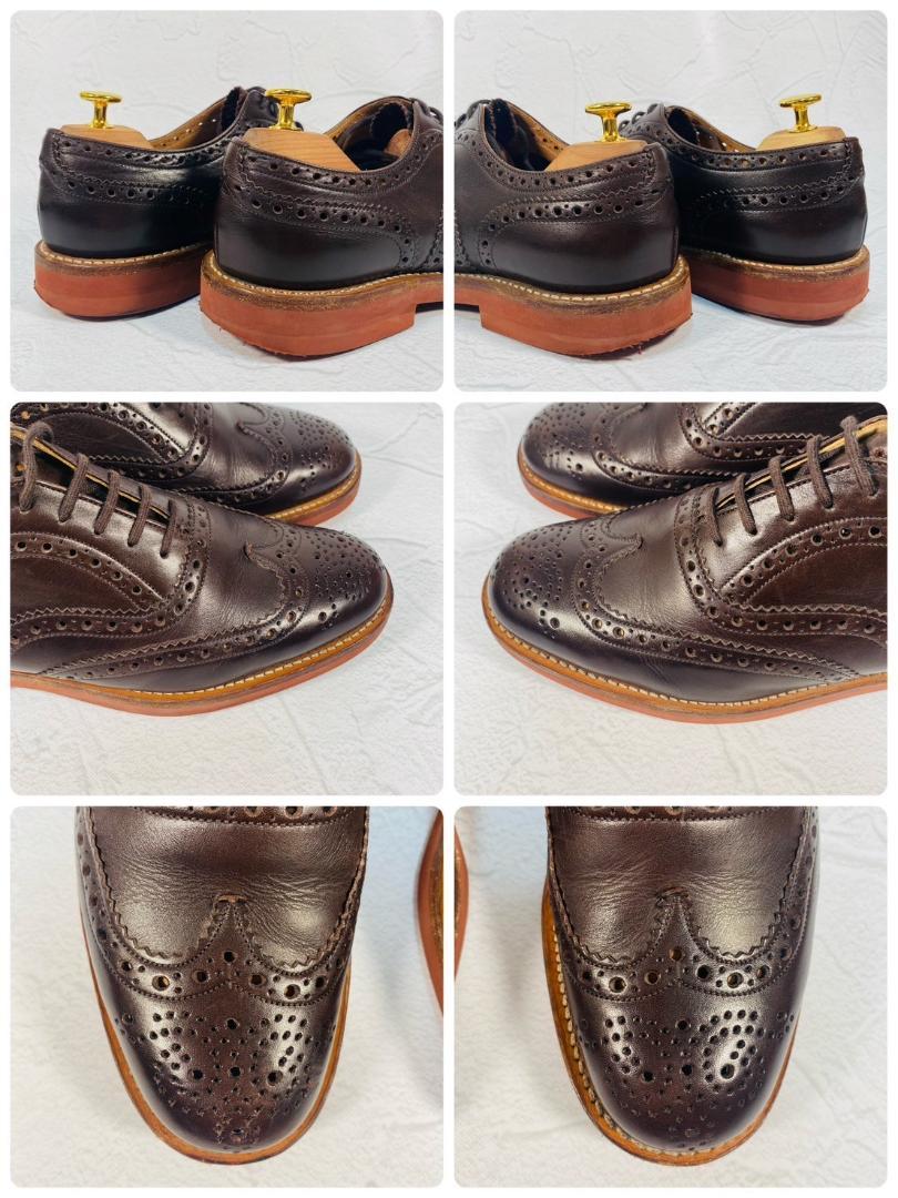【美品】Church's チャーチ DOWNTOWN ダウンタウン ウイング 外羽根 メダリオンフルブローグ 茶 ブラウン UK7.5 / 26.0cm【W2460】