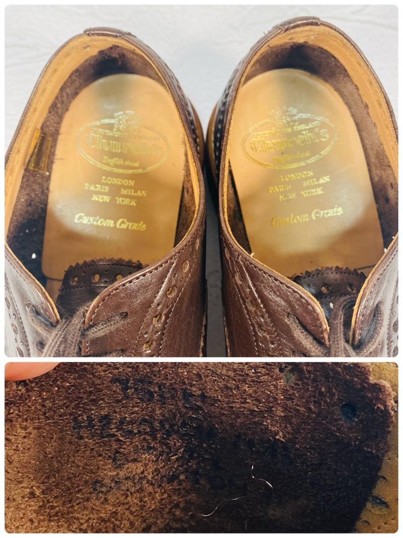 【美品】Church's チャーチ DOWNTOWN ダウンタウン ウイング 外羽根 メダリオンフルブローグ 茶 ブラウン UK7.5 / 26.0cm【W2460】