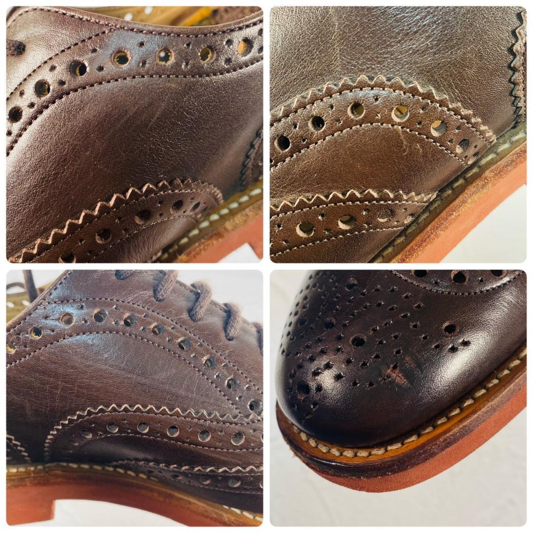 【美品】Church's チャーチ DOWNTOWN ダウンタウン ウイング 外羽根 メダリオンフルブローグ 茶 ブラウン UK7.5 / 26.0cm【W2460】