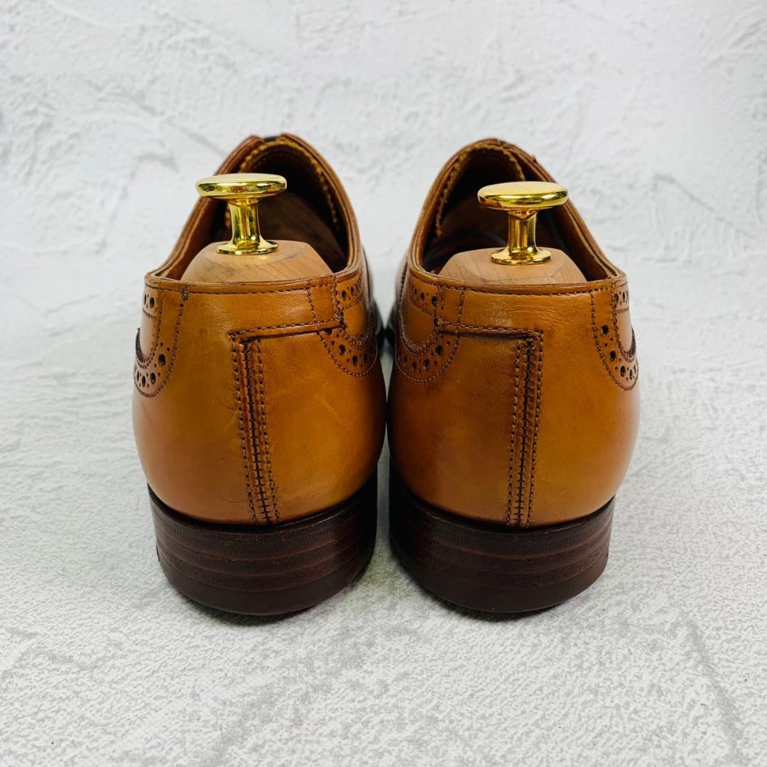 【美品】Crockett&Jones クロケットアンドジョーンズ パンチドキャップ 内羽根 伏せ縫い ハンドグレード 茶 ライトブラウン UK6.5 / 25cm【W2779】