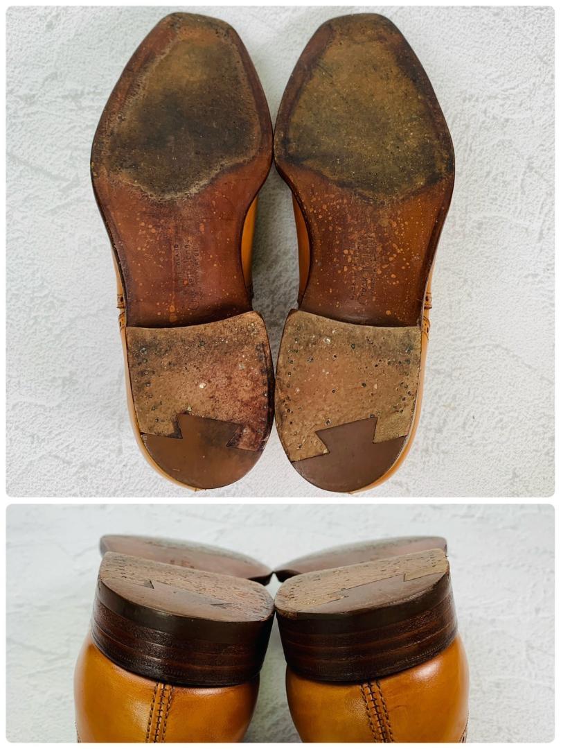 【美品】Crockett&Jones クロケットアンドジョーンズ パンチドキャップ 内羽根 伏せ縫い ハンドグレード 茶 ライトブラウン UK6.5 / 25cm【W2779】