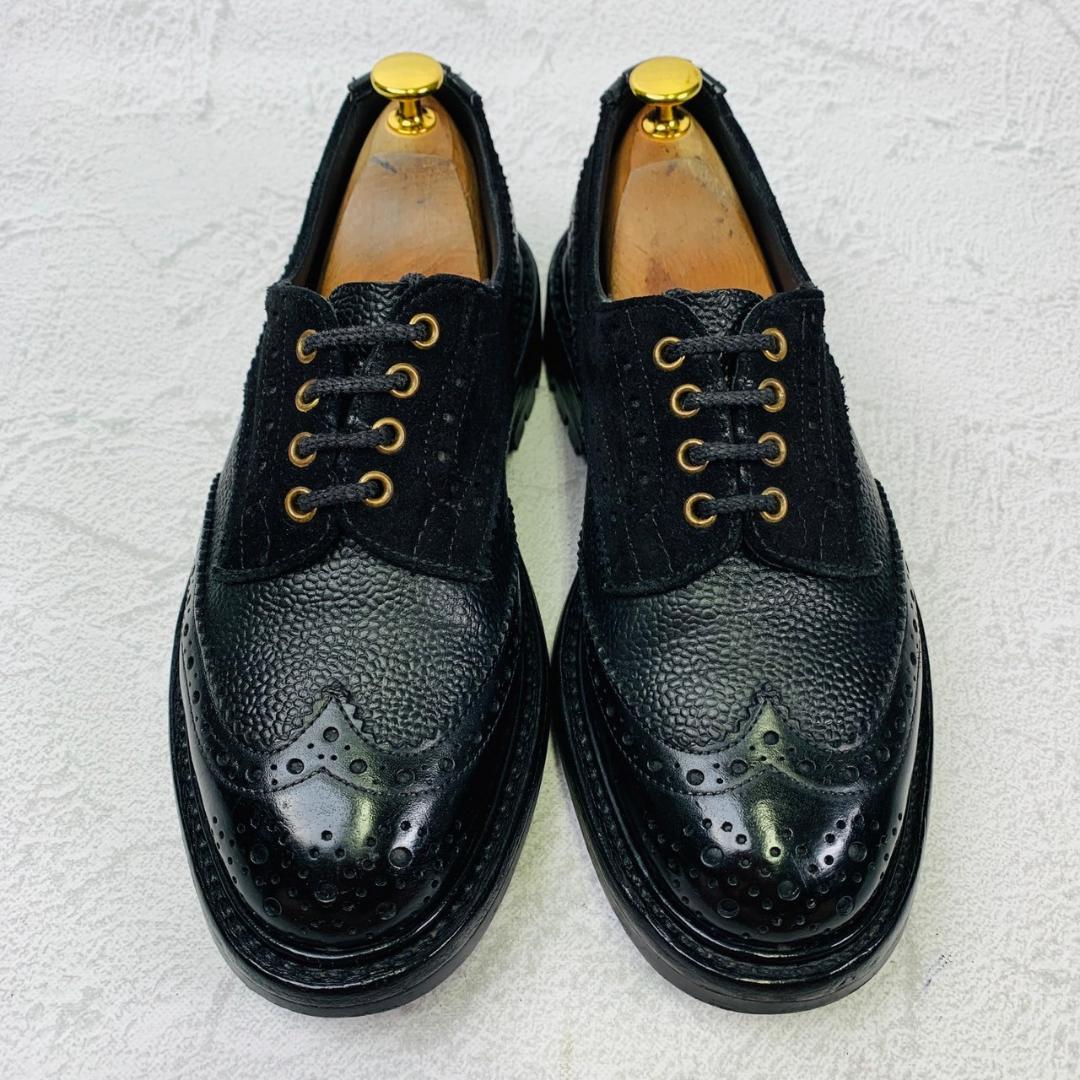 Tricker's トリッカーズ BOURTON バートン ウイング 外羽根 グレインレザー スエード コマンドソール 黒 ブラック BLACK UK6相当 / 24.5cm【W2861】